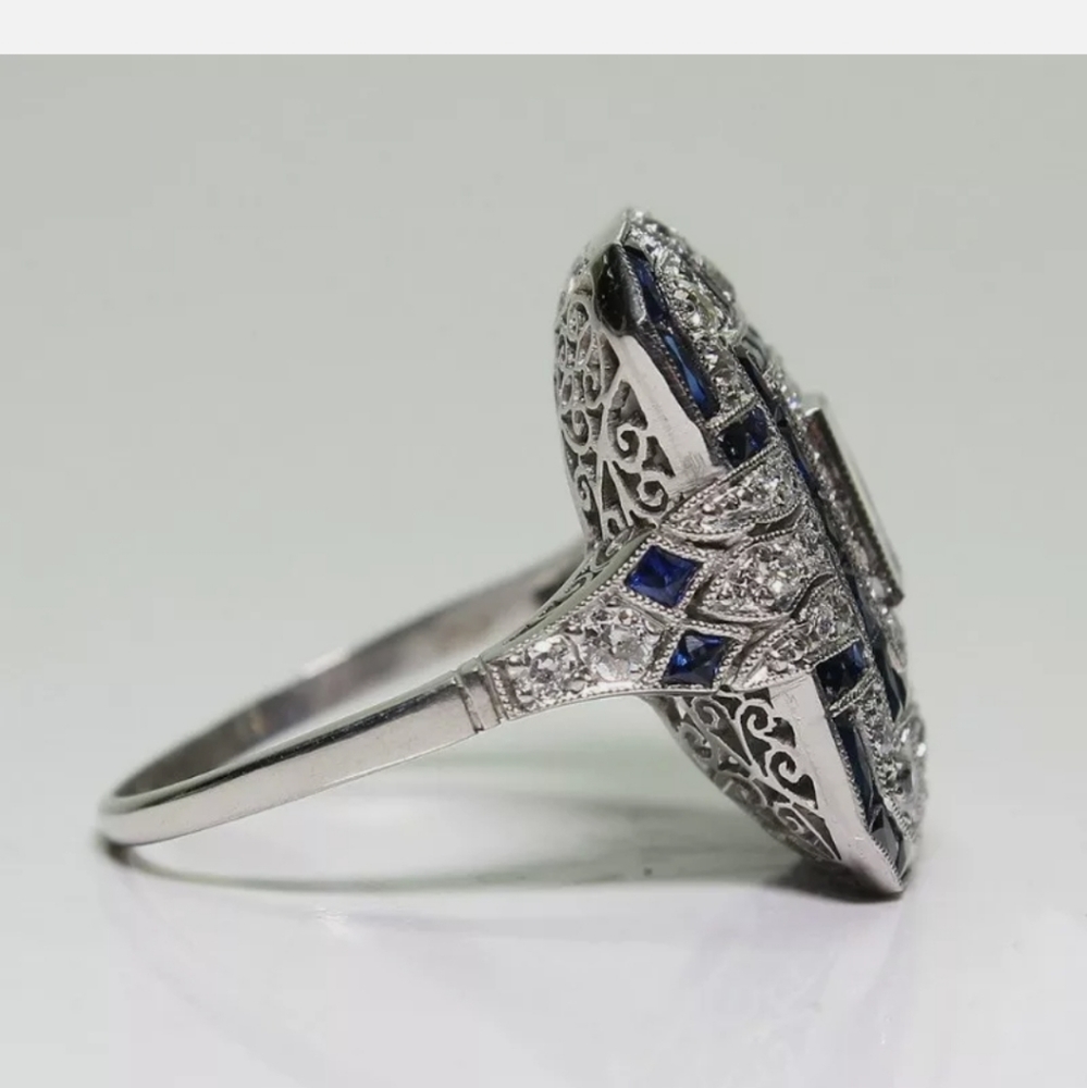 Women 925 Silver Filled White Sapphire ring - Picture 3 of 6